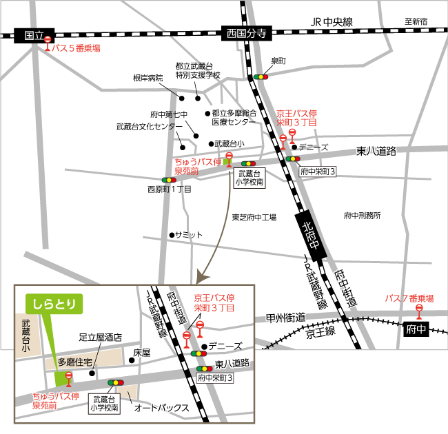 交通案内（事務局、泉苑、しらとり）