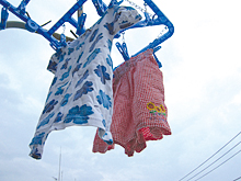 風に吹かれる洗濯物